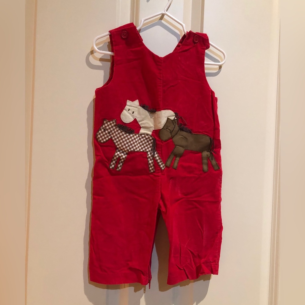 Red courduroy romper